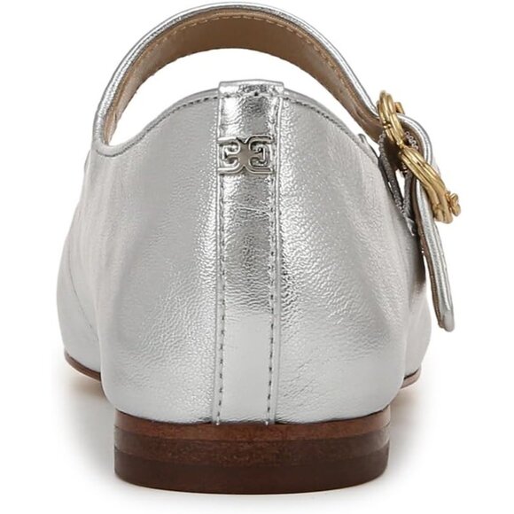 Sam Edelman Womens Soft Silver Leather Closed Pointed Toe  Mary Jane Flat Shoes - Picture 8 of 8